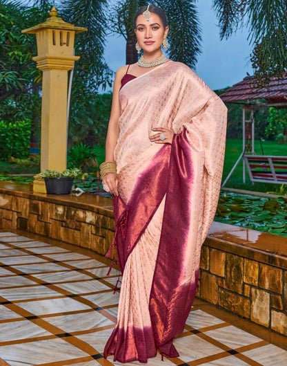Cream Silk Weaving Saree