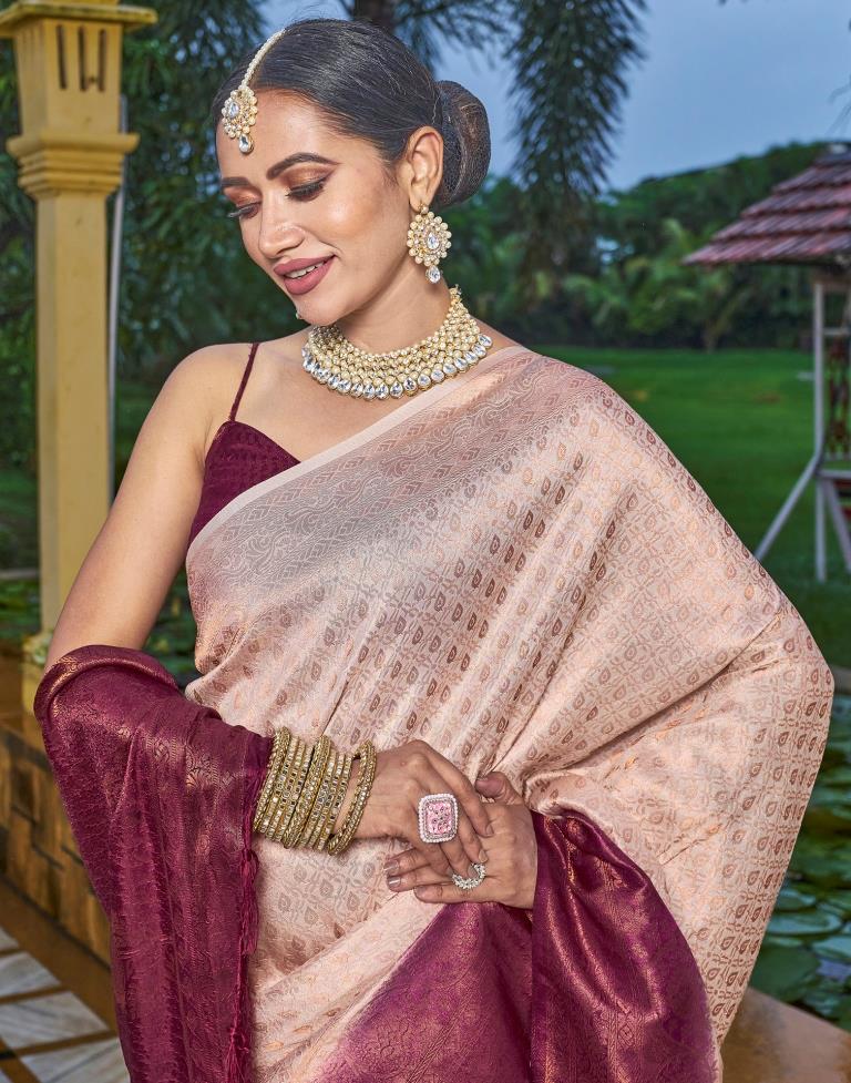 Cream Silk Weaving Saree