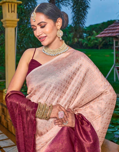 Cream Silk Weaving Saree