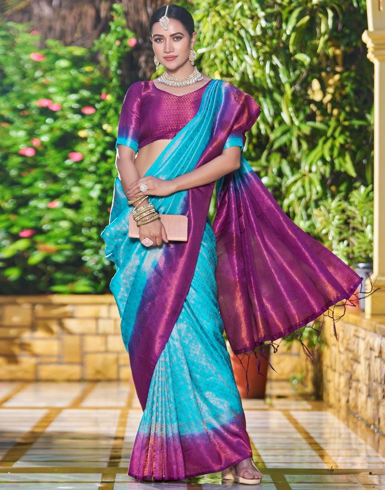 Sky Blue Silk Weaving Saree