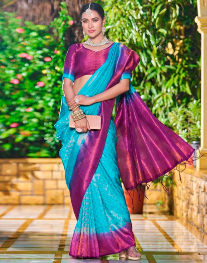 Sky Blue Silk Weaving Saree