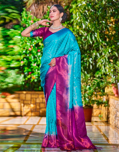 Sky Blue Silk Weaving Saree