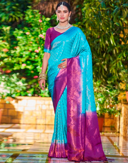 Sky Blue Silk Weaving Saree