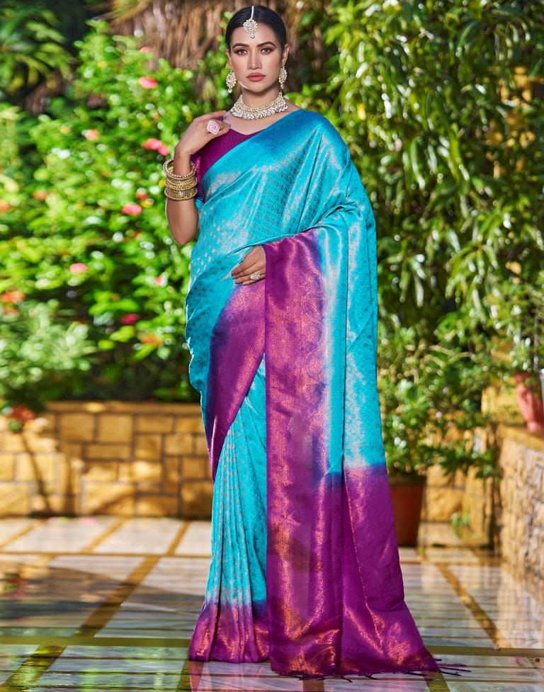 Sky Blue Silk Weaving Saree