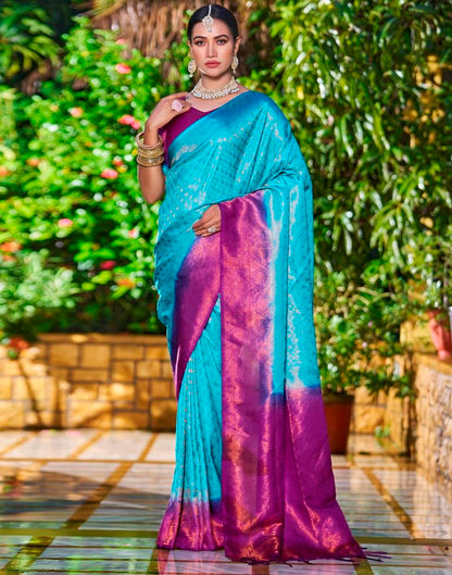 Sky Blue Silk Weaving Saree