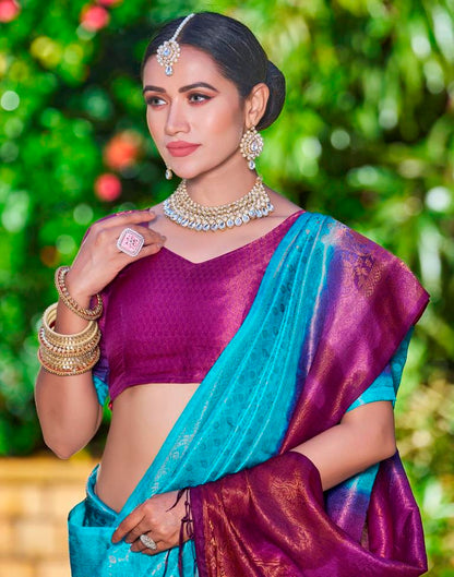 Sky Blue Silk Weaving Saree