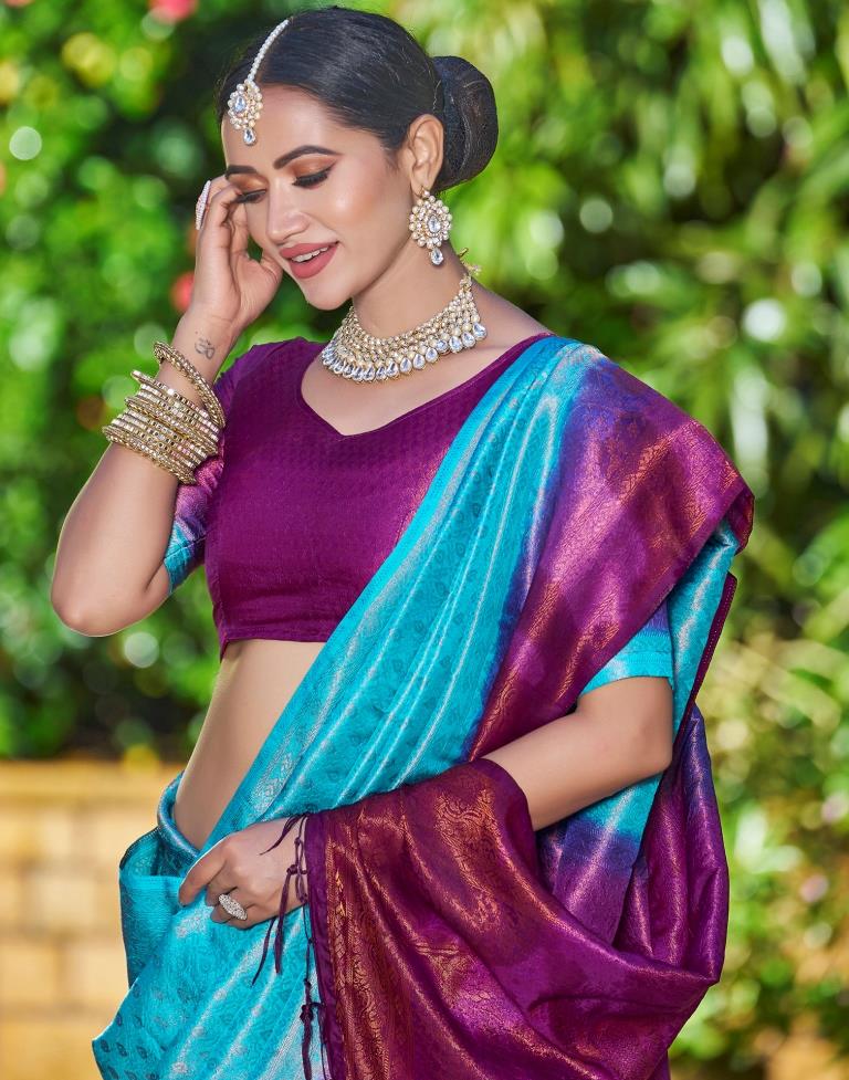 Sky Blue Silk Weaving Saree