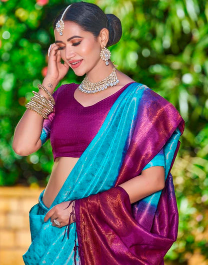 Sky Blue Silk Weaving Saree