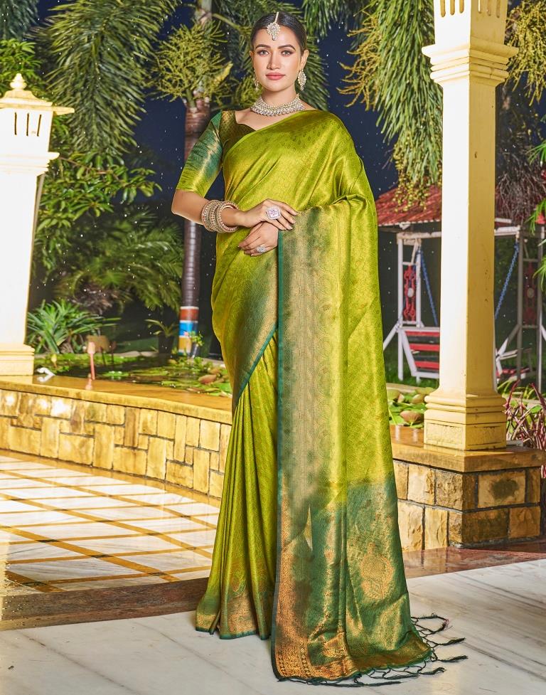 Olive Green Silk Weaving Saree