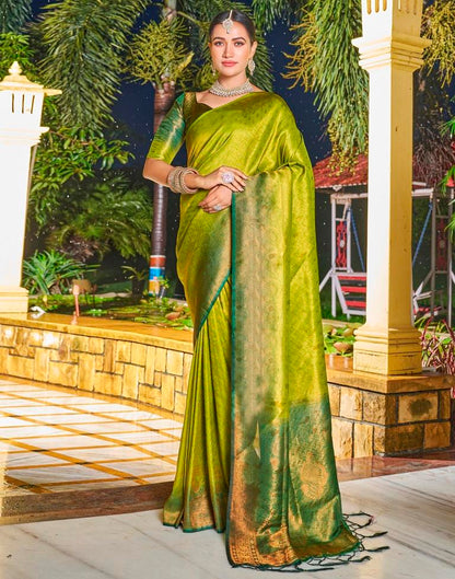 Olive Green Silk Weaving Saree