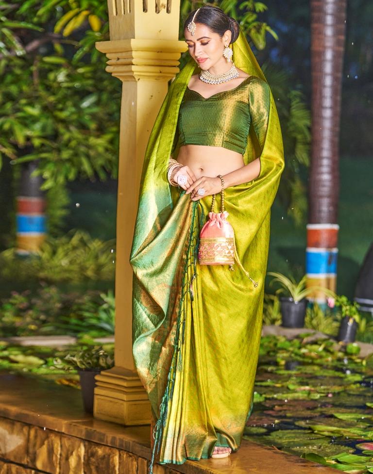 Olive Green Silk Weaving Saree