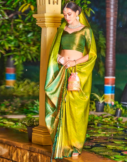 Olive Green Silk Weaving Saree