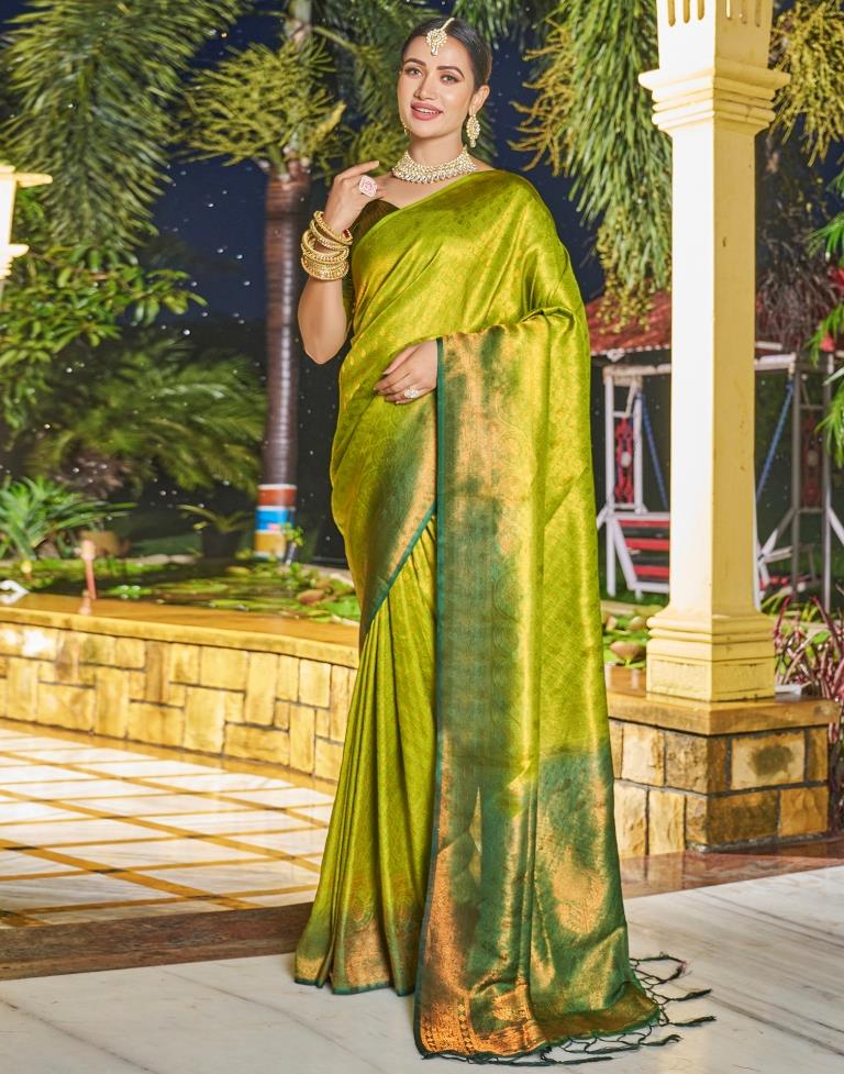 Olive Green Silk Weaving Saree