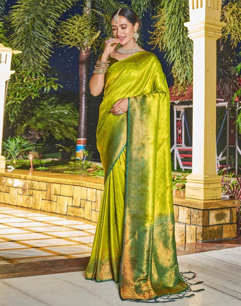 Olive Green Silk Weaving Saree