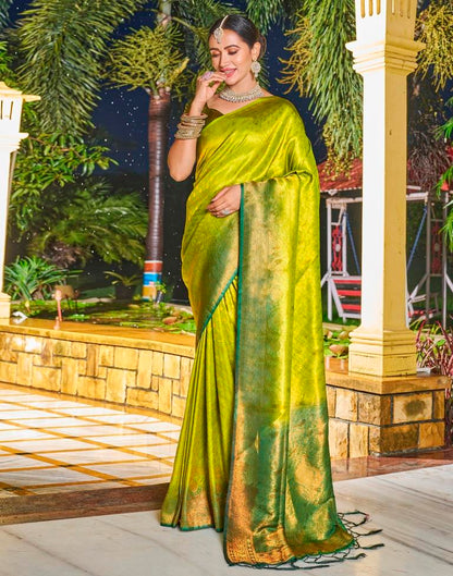 Olive Green Silk Weaving Saree