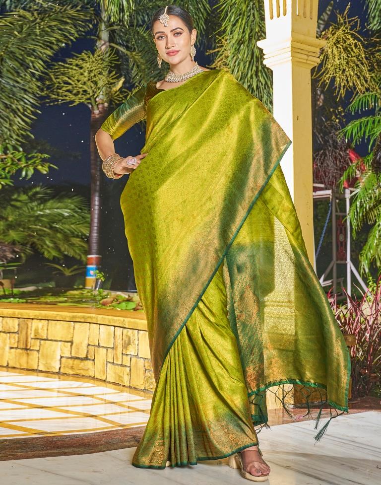 Olive Green Silk Weaving Saree