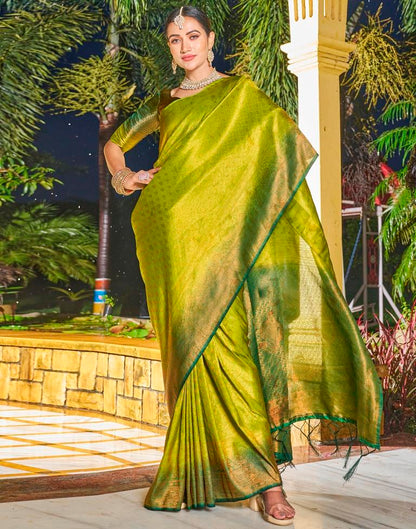 Olive Green Silk Weaving Saree