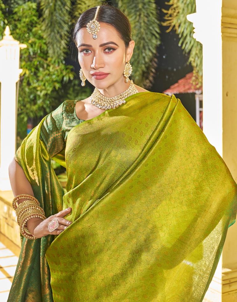 Olive Green Silk Weaving Saree