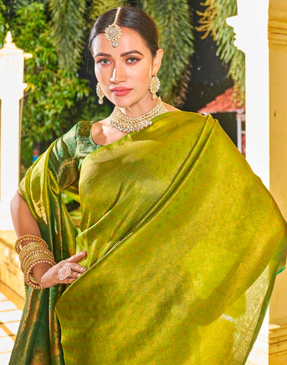 Olive Green Silk Weaving Saree