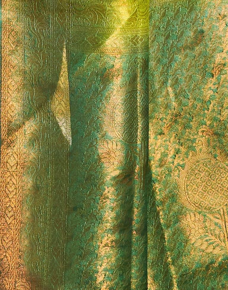 Olive Green Silk Weaving Saree