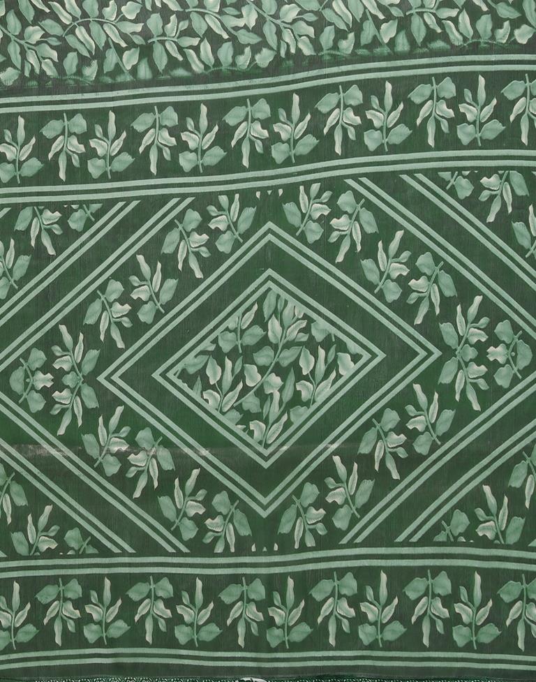 Green Chiffon Printed Saree