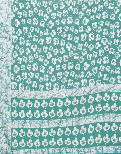 Rama Green Chiffon Printed Saree