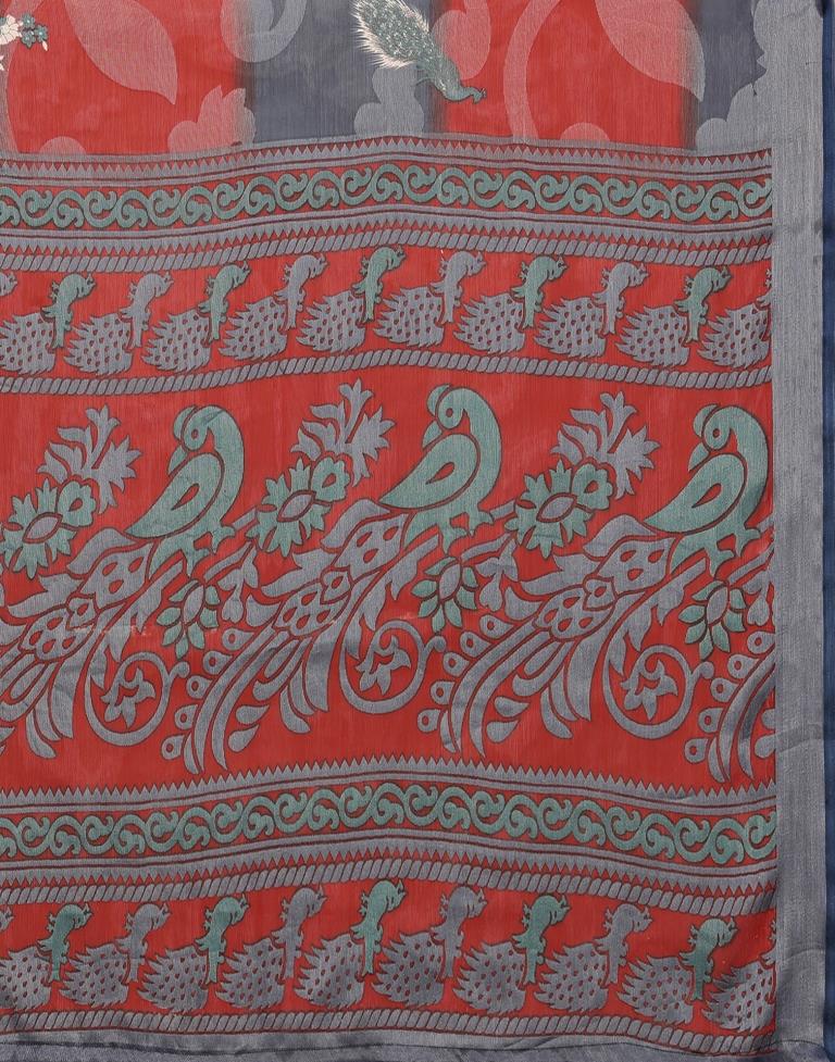 Red Brasso Self Woven Saree