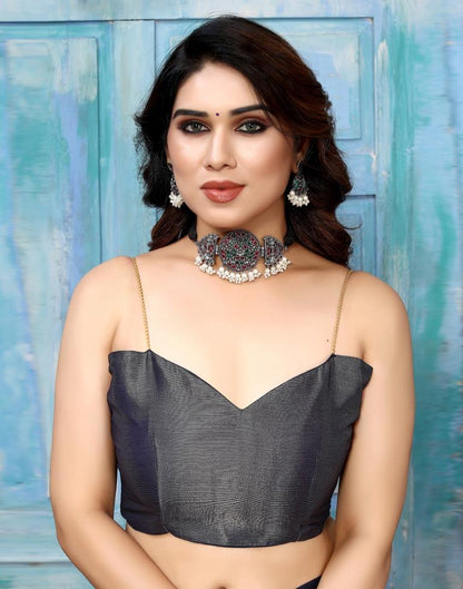 Blue Brasso Self Woven Saree