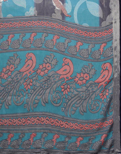 Blue Brasso Self Woven Saree