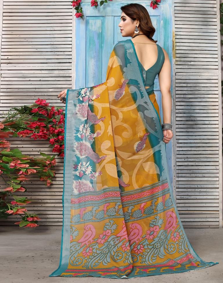 Mustard Yellow Brasso Self Woven Saree