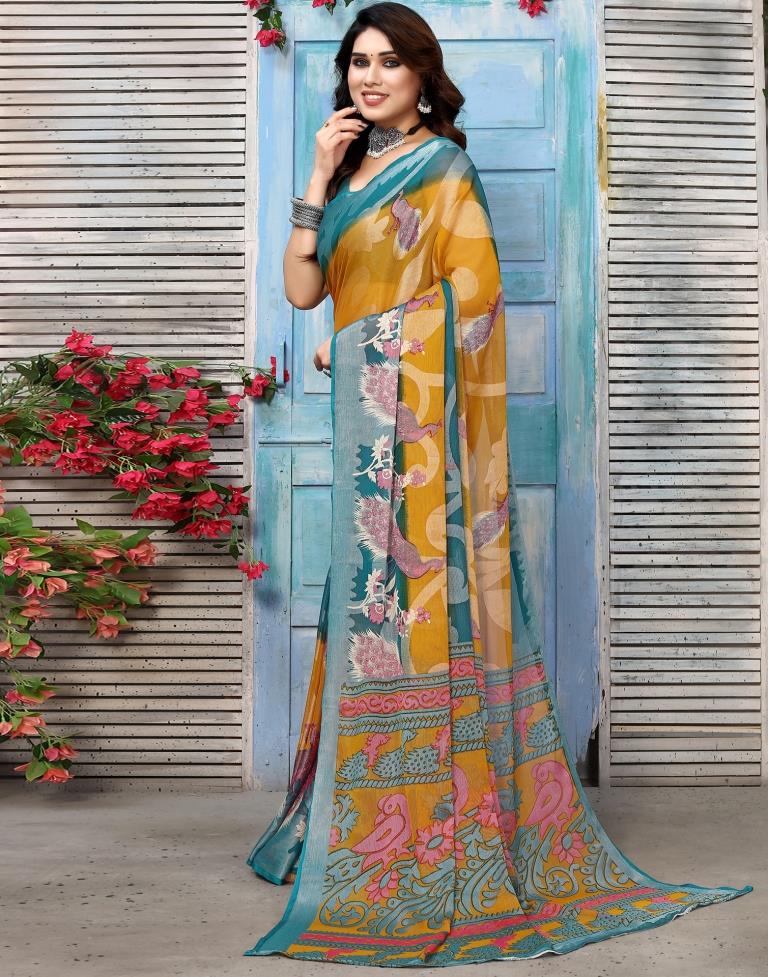Mustard Yellow Brasso Self Woven Saree