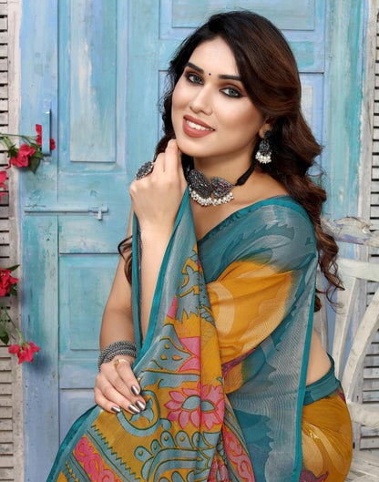 Mustard Yellow Brasso Self Woven Saree