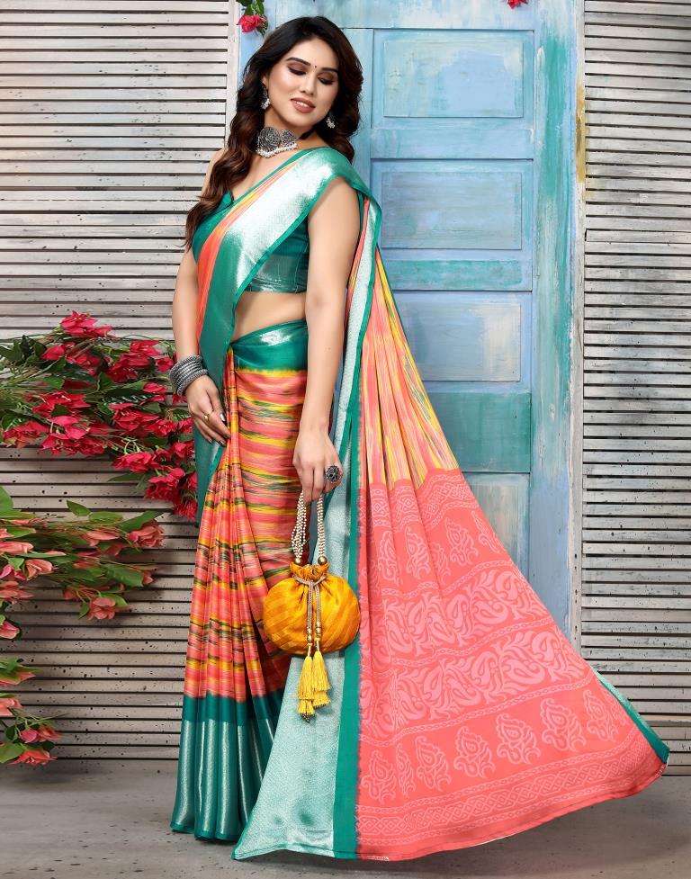 Multicoloured Chiffon Printed Saree