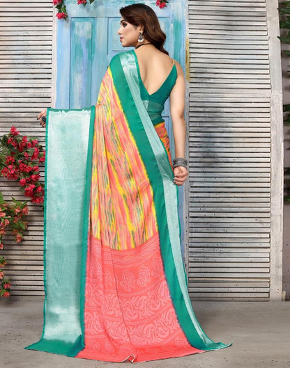 Multicoloured Chiffon Printed Saree
