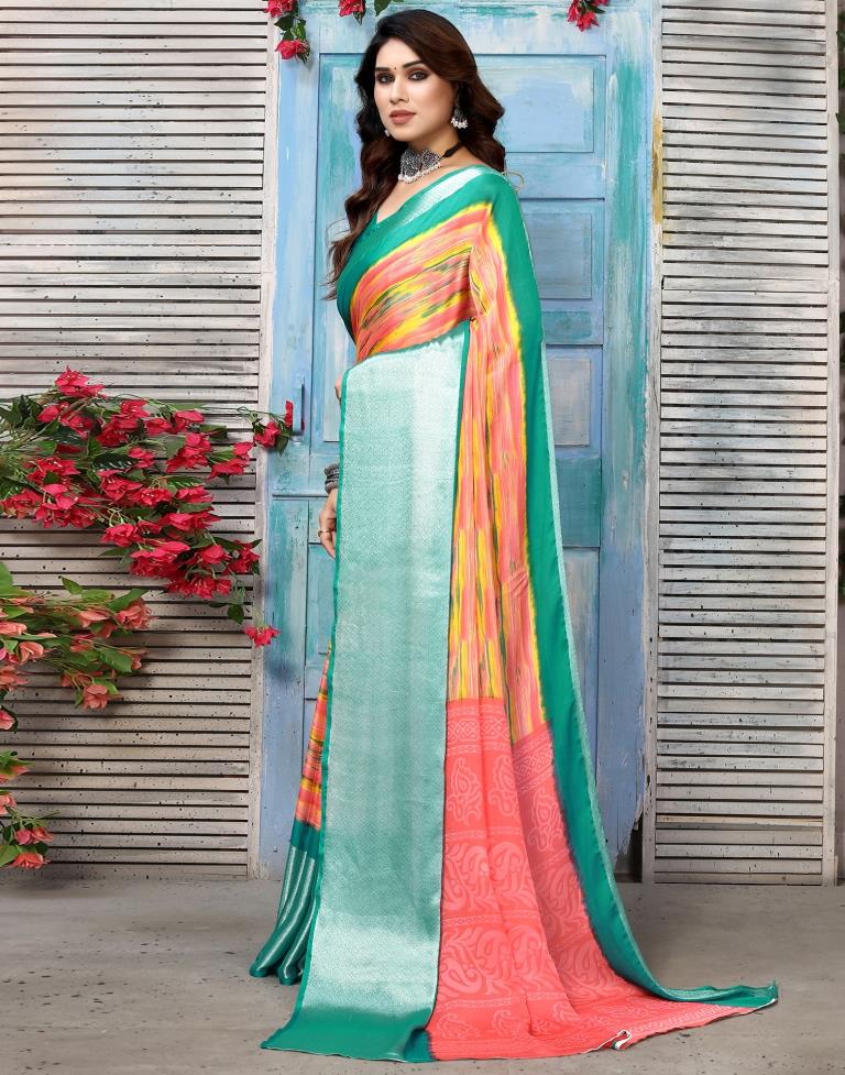 Multicoloured Chiffon Printed Saree