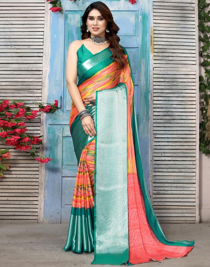 Multicoloured Chiffon Printed Saree