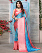 Blue Chiffon Printed Saree