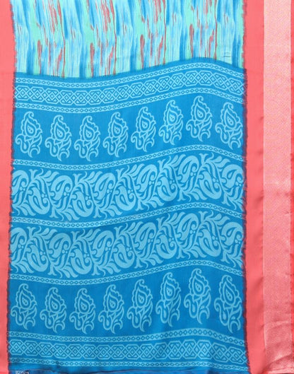 Blue Chiffon Printed Saree