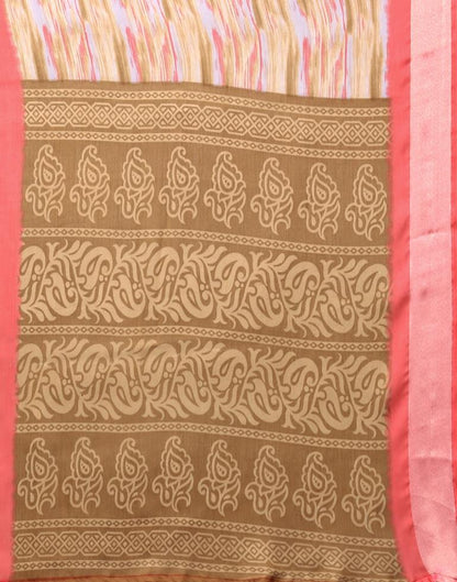 Light Brown Chiffon Printed Saree