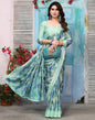 Turquoise Silk Printed Saree
