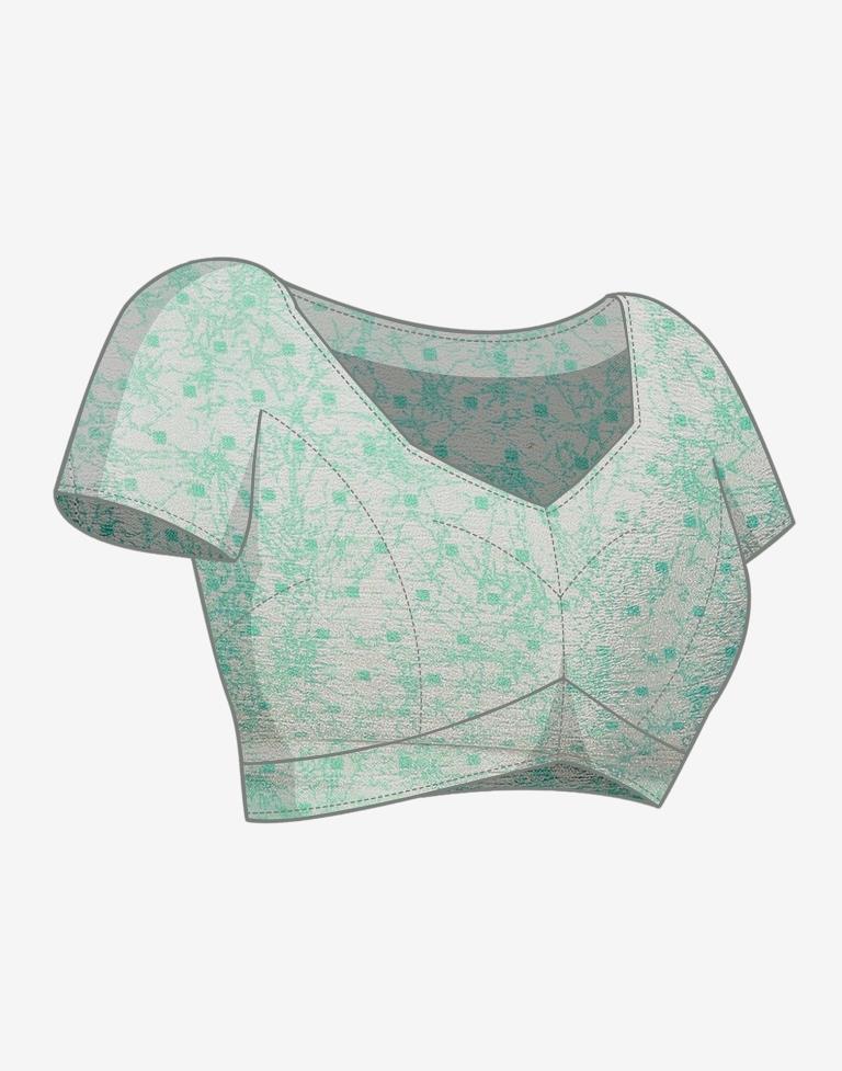 Turquoise Silk Printed Saree