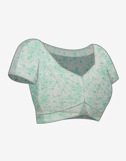 Turquoise Silk Printed Saree