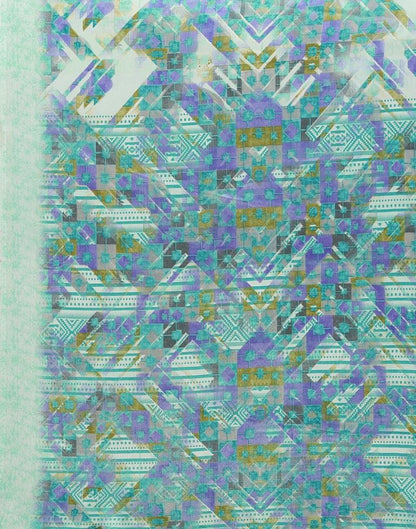 Turquoise Silk Printed Saree