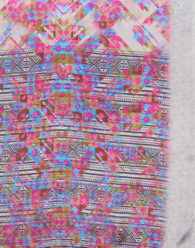 Light Grey Silk Printed Saree