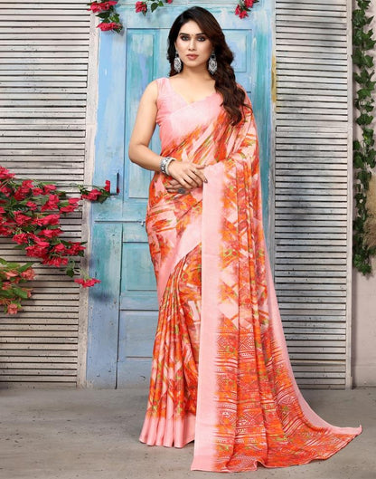 Light Pink Silk Printed Saree