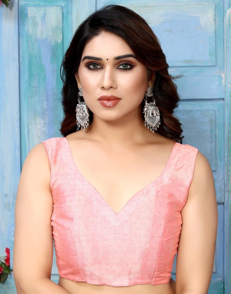 Light Pink Silk Printed Saree