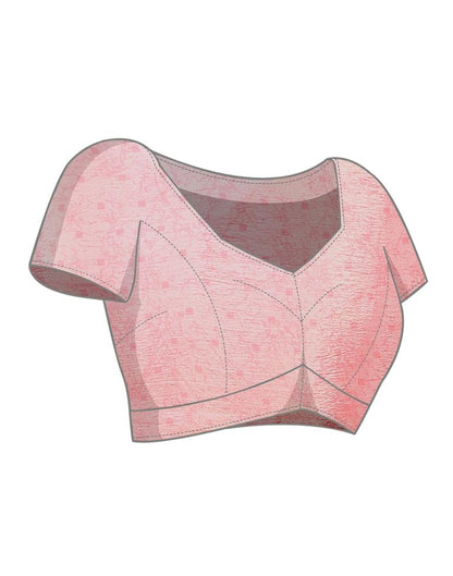 Light Pink Silk Printed Saree