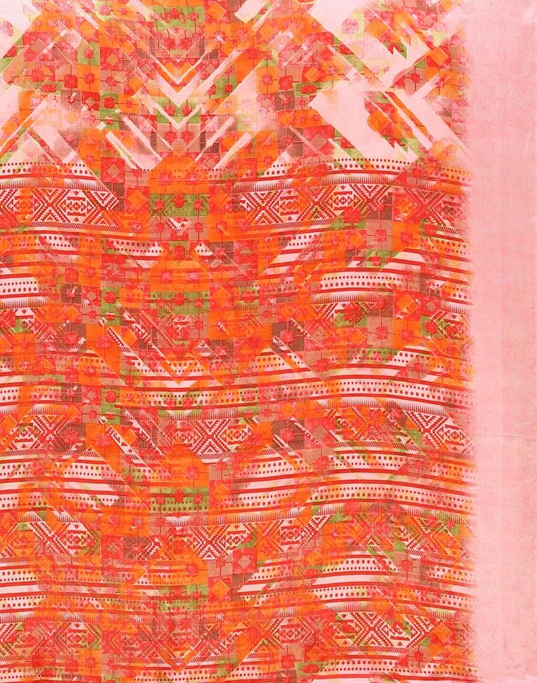 Light Pink Silk Printed Saree