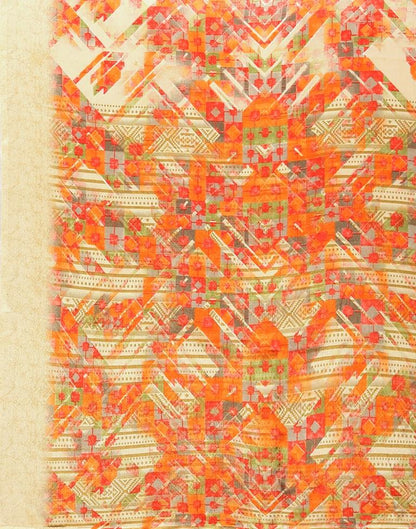 Beige Silk Printed Saree