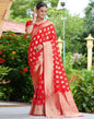 Red Silk Weaving Banarasi Saree | Leemboodi